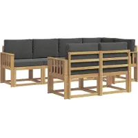 vidaXL Ensemble de canapés d'extérieur , 7 pièces, blanc et anthracite, polyester