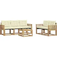 vidaXL Ensemble de salon de jardin 6 pièces, blanc et crème