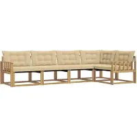 vidaXL Ensemble de canapés d'extérieur avec coussins, 5 pièces, blanc et beige