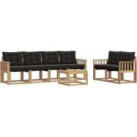 vidaXL Ensemble de canapés d'extérieur avec coussins, 7 pièces, blanc et noir