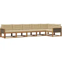 vidaXL Ensemble de canapés d'extérieur avec coussins 6 pièces Nature et Beige