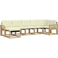 vidaXL Ensemble de canapés d'extérieur avec coussins, 7 pièces, blanc et crème