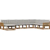 vidaXL Ensemble de canapés d'extérieur avec coussins 8 pièces Naturel et gris clair