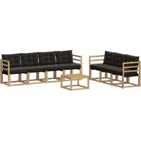 vidaXL Ensemble de canapés d'extérieur avec coussins, 8 pièces, blanc et noir