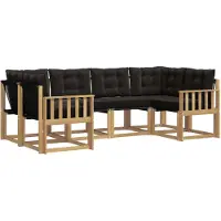 vidaXL Ensemble de canapés d'extérieur avec coussins, 6 pièces, blanc et noir