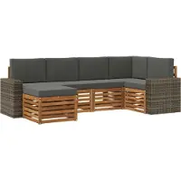 vidaXL Ensemble canapé d'angle avec coussins (6 pièces), couleur nature et anthracite