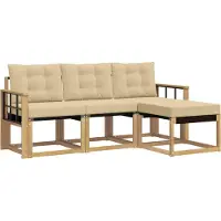 vidaXL Ensemble de canapés d'extérieur avec coussins, 4 pièces, blanc et beige