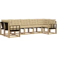 vidaXL Ensemble de salon de jardin 7 pièces, blanc et beige