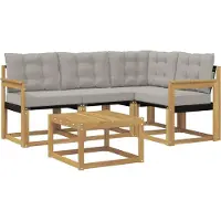 vidaXL Ensemble de canapés d'extérieur avec coussins, 5 pièces, blanc et gris clair