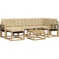 vidaXL Ensemble de salon de jardin 7 pièces, blanc et beige