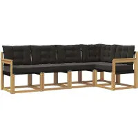 vidaXL Ensemble de canapés d'extérieur avec coussins, 5 pièces, blanc et noir