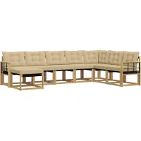 vidaXL Ensemble de salon de jardin 8 pièces, blanc et beige