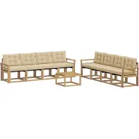 vidaXL Ensemble de canapés d'extérieur avec coussins, 9 pièces, blanc et beige