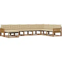 vidaXL Ensemble de salon de jardin 8 pièces, bois d'acacia massif, couleurs naturelles et beige