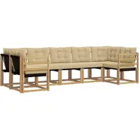 vidaXL Ensemble de canapés d'extérieur avec coussins, 7 pièces, blanc et beige