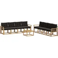 vidaXL Ensemble de canapés d'extérieur avec coussins, 9 pièces, blanc et noir