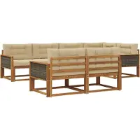 vidaXL Ensemble de canapés d'extérieur avec coussins 7 pièces Nature et Beige