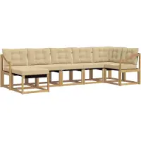 vidaXL Ensemble de salon de jardin 7 pièces, blanc et beige