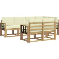 vidaXL Ensemble de salon de jardin , 7 pièces, blanc et crème, en polyester