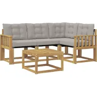 vidaXL Ensemble de canapés d'extérieur avec coussins, 5 pièces, blanc et gris clair