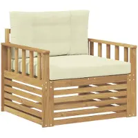 vidaXL Canapé d'extérieur en polyester blanc et crème