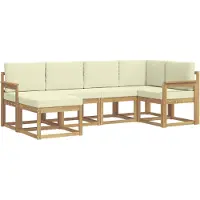 vidaXL Ensemble de canapés d'extérieur , 6 pièces, blanc et crème, en polyester