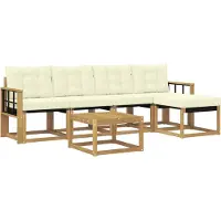 vidaXL Ensemble de canapés d'extérieur avec coussins, 6 pièces, blanc et crème