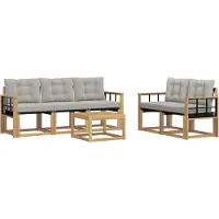 vidaXL Ensemble de salon de jardin 6 pièces, blanc et gris clair