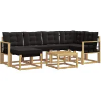vidaXL Ensemble de canapés d'extérieur avec coussins, 7 pièces, blanc et noir