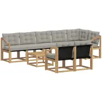 vidaXL Ensemble de salon de jardin 9 pièces, blanc et gris clair