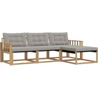 vidaXL Ensemble de canapés d'extérieur avec coussins, 4 pièces, blanc et gris clair