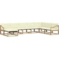 vidaXL Ensemble de salon de jardin 8 pièces, blanc et crème, en bois d'acacia massif