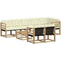 vidaXL Ensemble de salon de jardin 9 pièces, blanc et crème