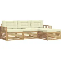 vidaXL Ensemble de salon de jardin 4 pièces, blanc et crème, en polyester