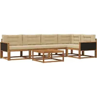 vidaXL Ensemble de canapés d'extérieur avec coussins 6 pièces Nature et Beige
