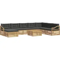 vidaXL Ensemble de canapés d'extérieur , 9 pièces, blanc et anthracite, polyester