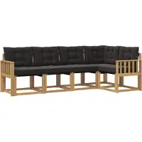 vidaXL Ensemble de canapés d'extérieur avec coussins, 5 pièces, blanc et noir