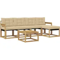 vidaXL Ensemble de canapés d'extérieur avec coussins, 6 pièces, blanc et beige