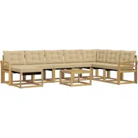 vidaXL Ensemble de salon de jardin 9 pièces, blanc et beige