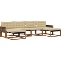 vidaXL Ensemble de canapés d'extérieur avec coussins 6 pièces Nature et Beige
