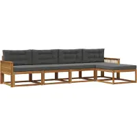 vidaXL Ensemble de canapés d'extérieur avec coussins 5 pièces Nature et Anthracite