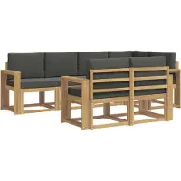 vidaXL Ensemble de salon de jardin , 7 pièces, blanc et anthracite, en polyester
