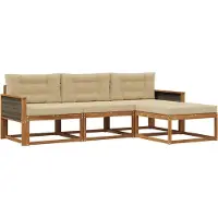 vidaXL Ensemble de canapés d'extérieur avec coussins 4 pièces Nature et Beige