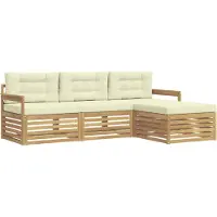 vidaXL Ensemble de salon de jardin 4 pièces, blanc et crème, en polyester