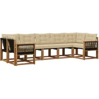 vidaXL Ensemble de canapés d'extérieur avec coussins 7 pièces Nature et Beige