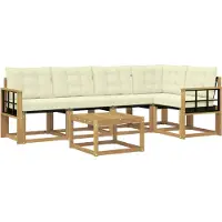vidaXL Ensemble de canapés d'extérieur avec coussins, 6 pièces, blanc et crème