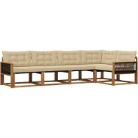 vidaXL Ensemble de canapés d'extérieur avec coussins 5 pièces Nature et Beige