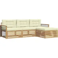 vidaXL Ensemble de salon de jardin 4 pièces, blanc et crème, en polyester