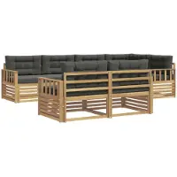 vidaXL Ensemble de salon de jardin , 7 pièces, blanc et anthracite, en polyester