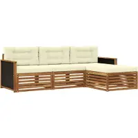 vidaXL Ensemble de canapés d'extérieur avec coussins, 4 pièces, polyester naturel et crème